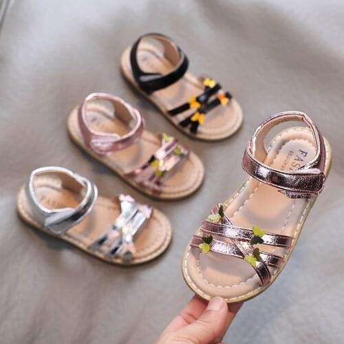 Baby Girls Sandals 2021 Summer kids Beach Shoes Leaf Princess Shoes Ankle Strap Narrow Band Fashion Sandal Children Toddlers