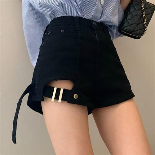 Worn Hole Out Denim Short Women Summer Sexy Black Shorts For Women 2021 Lady Jeans Shorts Mini Shorts Feminino Slim Hip shorts