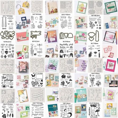 Tie Dragonfly Ostrich Flower Insect Mix Flower Letter Words Metal Cutting Dies Match Clear Silicone Stamps Scrapbook Craft Cards