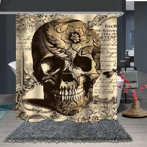 Halloween Skull Home Decor Digital Print Waterproof Shower Curtain Bathroom Polyester Shower Curtain