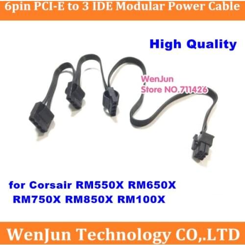 High Quality PCI-E 6pin Male to 3*IDE Molex 4pin Modular Power supply cable for Corsair RM1000X RM550X RM650X RM750X RM850X
