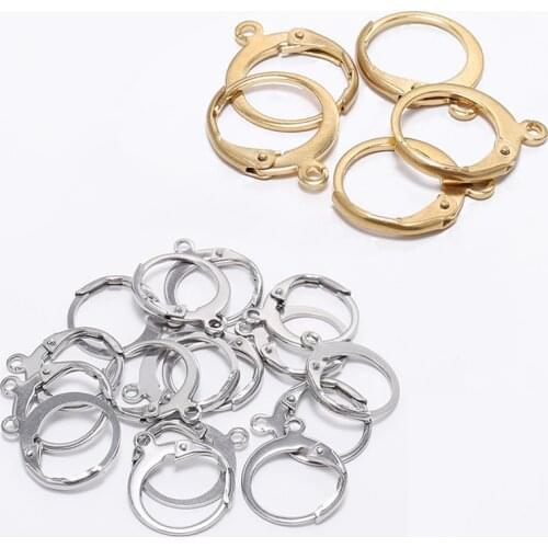 14*12MM 20Pcs Making Accessories Stainless Steel Clip Earring Clasps Hooks Findings with Loop Clasp Round Base Diy Never Fade