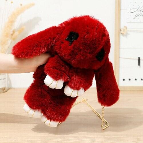 Women Ladies Plush Rabbit Shape Handbag Shoulder Messenger Cute Crossbody Tote Bags Purse Satchel