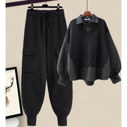 Womens Suits, Large Size, Autumn and Winter New Style, Thin, Casual Overalls, New Year Two-piece Womens Clothing