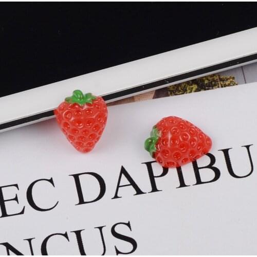 100pcs/lot 15X18mm Kawaii Resin Strawberry Fruit Flatback For Scrapbooking Craft Making Mobile Case DIY Decorative Favor