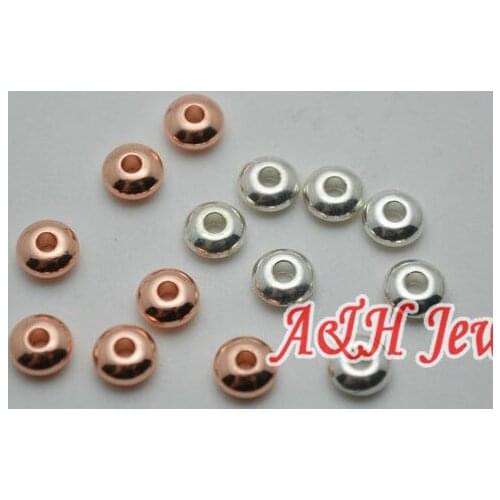 100pc/lot 2.5mm Rose Gold Silver Plated 2mm Big Hole Solid Spacer Beads For Fashion Jewelry Making Materials