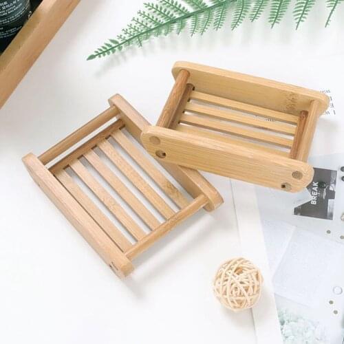 2pcs Bamboo Wooden Soap Dish Wood Soap Case Holder for Bathroom Shower Kitchen Scrubber Holder