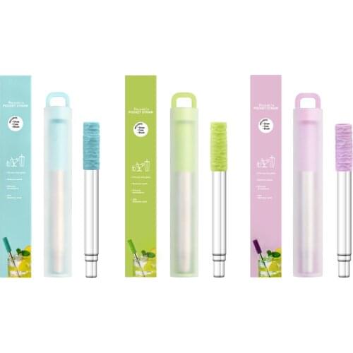 304 Stainless Steel Telescopic Straws Portable Folding Straws Food Grade Silicone Straw Reusable Straw Uesd