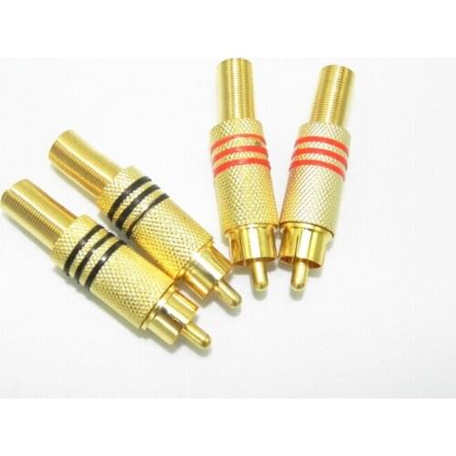 High Quality Brand New 500pcs Gold Plated RCA connector Male Plug Connectors Cable Protector Red & Black