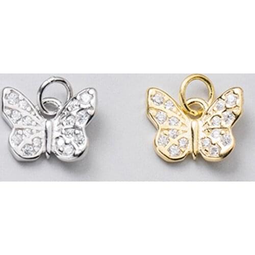925 Sterling Silver Fancy Women Decoration Zircon Butterfly Charms Handmade S925 Silver Pendant Accessories DIY Jewelry Making