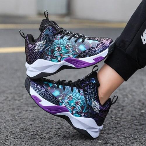 Size 32-39 Basketball Shoes Student Outdoor Anti-slip Sneakers Boys Fashion Cartoon Basket Femme Sport Shoe Zapatos Deportivos