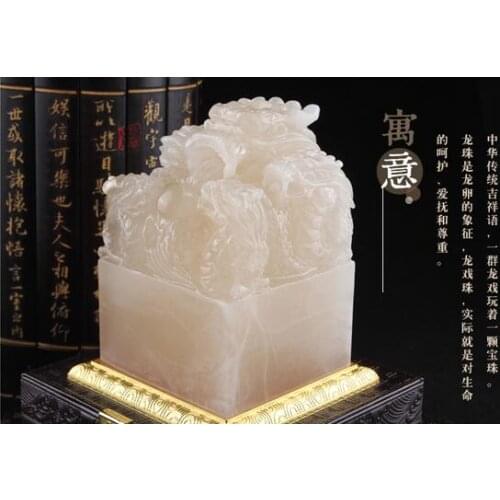 Free shipping Natural Qinghai Kunlun frozen five dragons play jade beads ornaments carved name carving