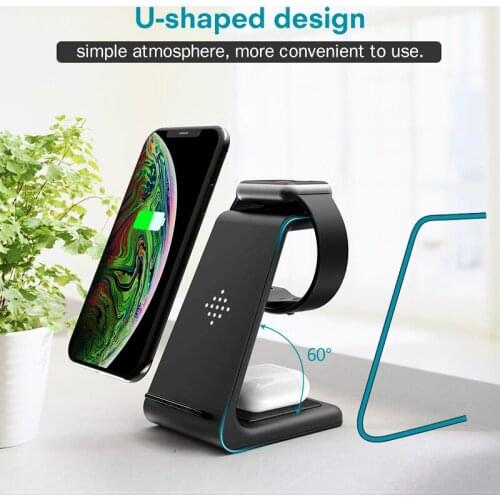 3 In 1 Wireless Charger Dock For Apple watch 6/5/4/3/2/1 Iphone Airpods Pro 10W Fast Wireless Charging stand for iWatch SE