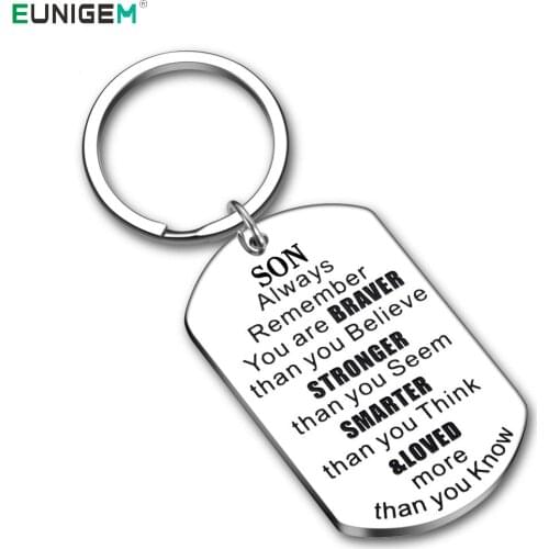 Trendy Stainless Steel Keychain Engraved To My Son Daughter Forever Love Mom Keyring Key Chains Charm Love Pendant Jewelry Gift