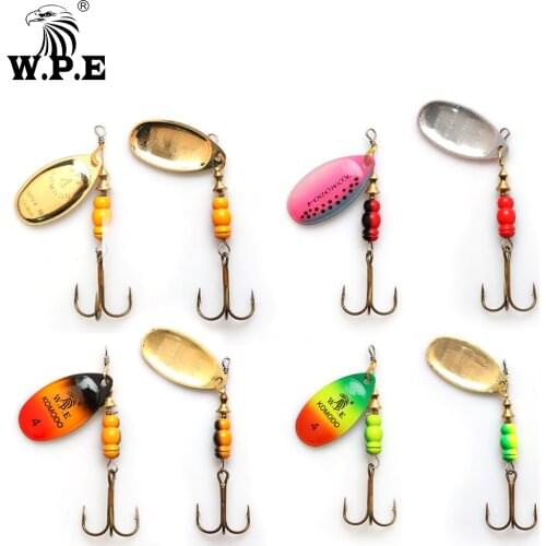 W.P.E Brand 2pcs Spinner Lure 6.5g/9.7g/13.4g Bass Fishing Bait Metal Spoon Lure Treble Hook Fishing Tackle Hard Lure CrankBaits