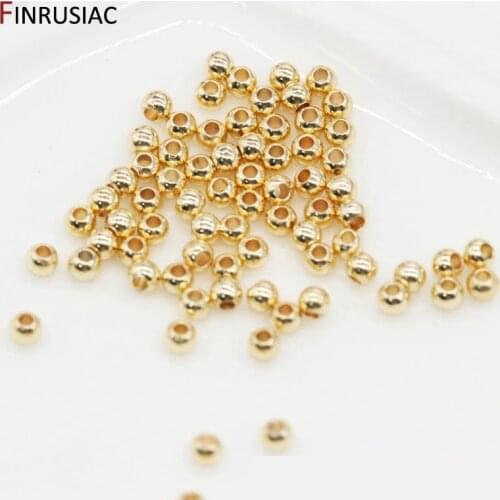 2mm/2.5mm/3mm/4mm Loose Beads High Quality Brass Metal 14K Real Gold Plated Round Smooth Ball Spacer Beads For Jewellery Making