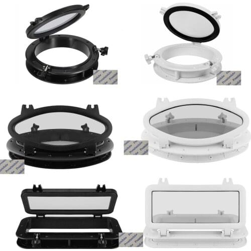 White Black Yacht Boat RV Round Oval Rectangle Opening Portlight Porthole Window Hatch 4mm Tempered Glass