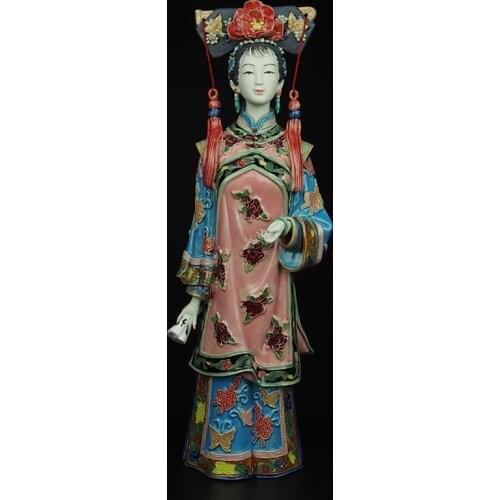 Folk Art Porcelain Ceramic Traditional Chinese Fair Lady Figurine Collection Vivid and Elegant Handcraft for Gift SYX023