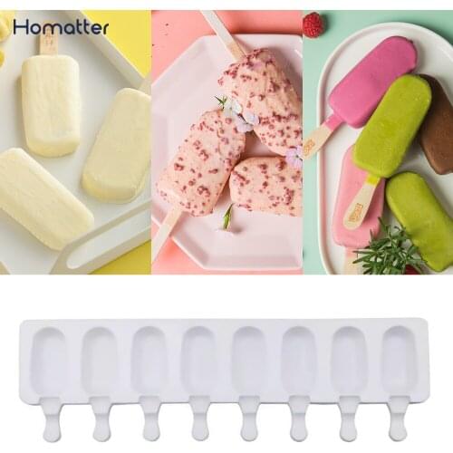 Homatter Ice Cream Mold Silicone Popsicle Molds DIY Homemade Dessert Freezer Fruit Juice Ice Pop Maker Mould with Sticks