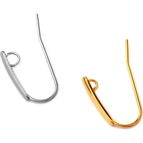 Stainless Steel French Wire Earrings Backs Ear Wire Clip Hooks with Loop Hanger Connectors Silver Gold Color DIY Findings