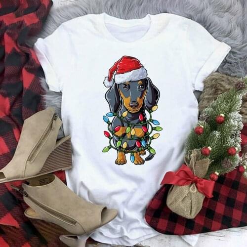 Harajuku TShirt Cute Elk Cartoon Printed TShirts for Women T-Shirt Polyester O Neck Short Sleeve Tees Summer Tops