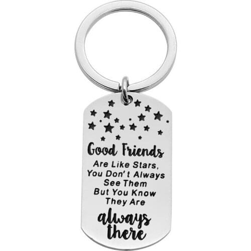 Friends Gift Good Firends are like stars stainless steel necklace military key chain