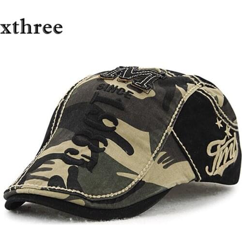Xthree camouflage Beret Cap Visors Hats for Men and Women Sun hat Gorras Planas Flat Caps Berets