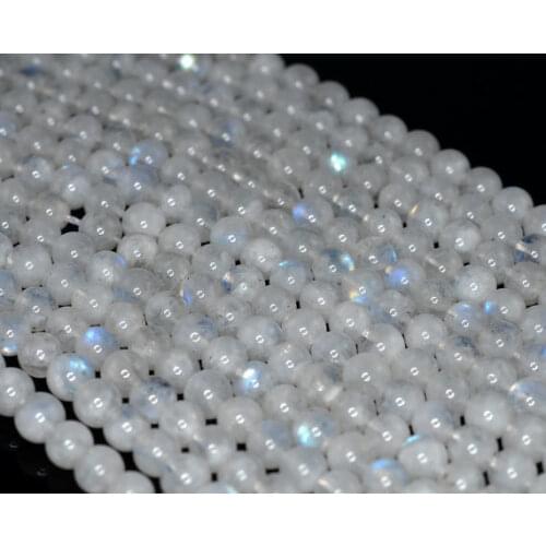 Grade A Aura Rainbow Moonstone bead White Moon Stone Beads for jewelry3mm 4mm 6mm 8mm 10mm 12mm Loose Bead 15.5inch Full Strand