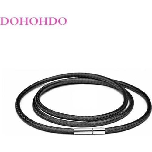 Hot 40-80cm Leather Cord Necklace Cord Wax Rope Lace With Stainless Steel Rotary Clasp Chain For Men Women DIY Necklaces Jewelry
