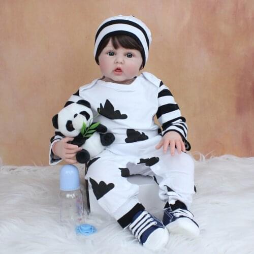 BZDOLL 60cm Soft Silicone Reborn Baby Boy Doll For Girl 24 Inch Cloth Body Toddler Bebe Lovely Birthday Gift Play House Toy