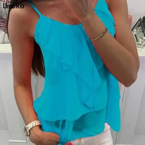 Summer Fashion 2020 Sexy Tank Top Women Casual Ruffles Womens Tops T-shirt Spaghetti Strap Loose Vest Female Camis White Top