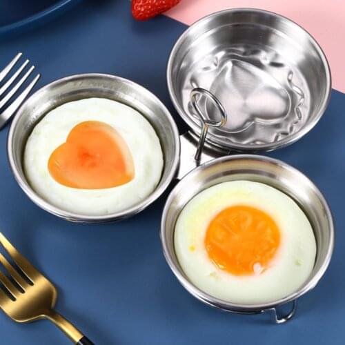 Multifunctional Heart Sun Shape Egg Boiler Stainless Steel Nonstick Egg Poacher Mould Bowl Ring Baking Mold Kitchen Cooking Tool
