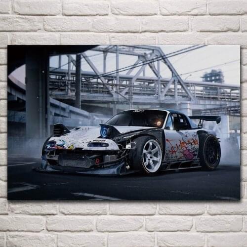 Mx 5 modified sport car racing vehicle fanart living room decor home art decoration wood frame fabric poster KM537
