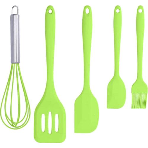 5Pcs Silicone Cooking Spatula Set Baking Scraper Heat-Resistant Egg-Beater Kitchen Utensil Bakeware Baking Tools
