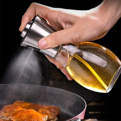 200ML Capacity New Spray Dispenser 304 Stainless Steel Olive Oil Sprayer Bottle Pump Cooking Baking BBQ Tools Press-type Bottle