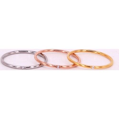 New Hot Ultra-Thin Crystal Anillo Tail Bague Stainless Steel Gold Color Ring For Women Anniversary Gift Wholesale