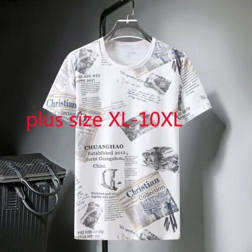New Arrival Fashion Super Large Men Mercerized Cotton Summer O-neck Short Sleeve Casual Knitted Men T Shirt Plus Size XL-9XL10XL