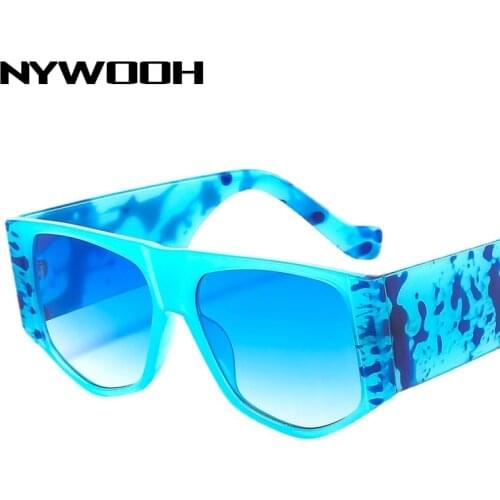 NYWOOH Vintage Irregular Square Sunglasses for Women Unique Oversized Polygon Sun Glasses Gradient Men Print Flora Eyewear UV400