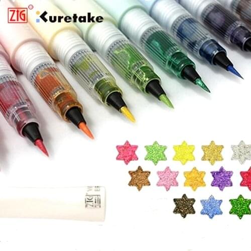 Original Kuretake Zig wink of stella brush pen multicolor shiny colored soft glitter brush pen gift 16colors