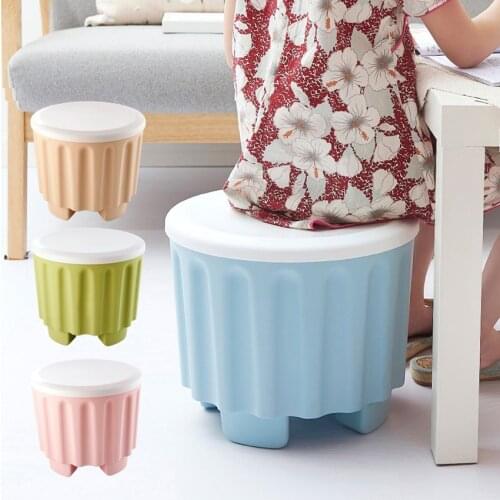 Storage Ottoman Round Stackable Ottomans with Storage Foot Rest Stool Seat Plastic Storage Organizer Ottoman 32*27.5cm