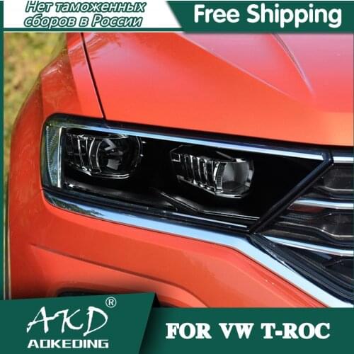 Headlights For Car VW T-ROC 2018-2020 TROC T ROC Day Run Light DRL Head Lamp LED Bi Xenon Bulb Fog Lights Tuning Car Accessory
