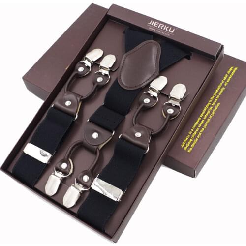 2019 New Mens Suspenders 6clips Fashion Braces Leather Casual Suspensorios Adjustable Belt Strap High Quality Tirantes