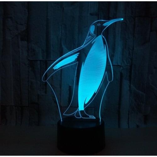Penguin Xmas Gifts USB 3D Night Light Novelty Luminaria Led Usb 3d Kids Lamp Luminaria De Mesa Powerbank 3D Light Fixtures