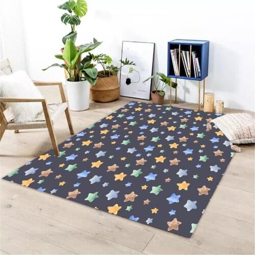 Nordic Colorful Star Dark Gray Childrens Carpet Kids Play Room Carpet Bedside Mat Bedroom For Girls Boys Cute Cartoon Floor Mat