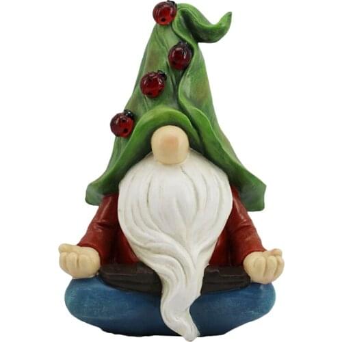 Solar Gnome Statue Garden Light Dwarf Figurines with Led Light Outdoor Lawn Patio Decor Resin Home Zen Yoga Meditation Sculpture