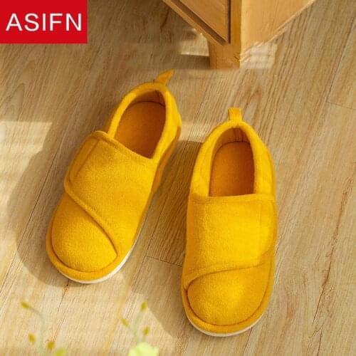 ASIFN Winter Women Home Fur Slippers Breathable Postpartum Indoor Silent Soft Sole Thin Maternity Cotton Ladies Cotton Shoes