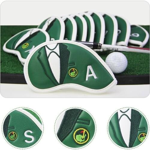 10Pack Durable Leather Golf Iron Headcover Universal Club Head Cover Case
