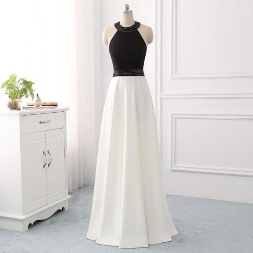 Evening Satin Dresses Halter Straight Formal Dress Party Gown Beading Robe De Soiree Vestidos Elegantes Evening Wear