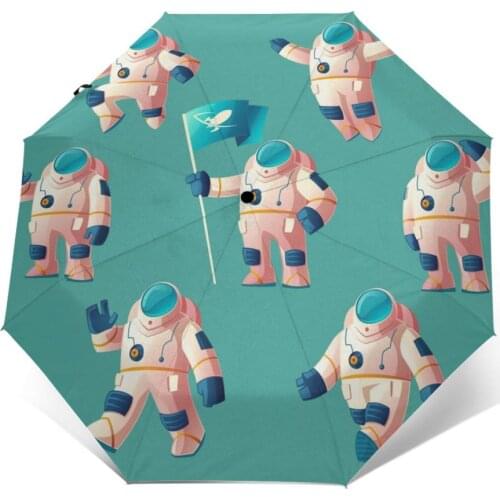 Wind Resistant Folding Automatic Umbrella Women Auto Spaceman Print Windproof Umbrellas Rain For Men Parasol
