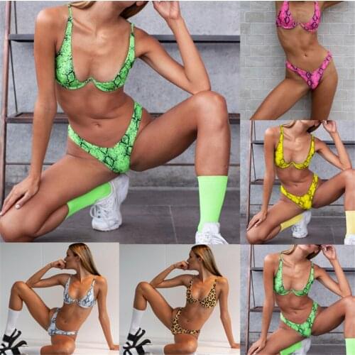 YICN Sexy Leopard Bikinis 2018 Micro Bikini Set Push Up Thong Biquini High Cut Swimwear Women Mini Swimsuit Female Bathing Suit
